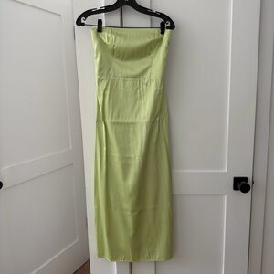 Abercrombie & Fitch Strapless Lime-Green Midi Dress